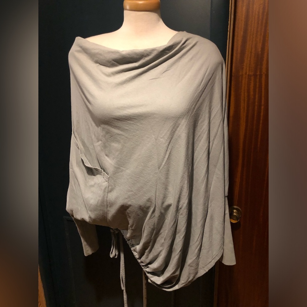 Gray Asymmetrical Poncho Top